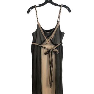 Chic Black and Beige Silk Dress